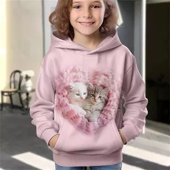Детская кавайная мода уличная одежда для мальчиков и девочек толстовки с капюшоном для детей с принтом кота в 3D пуловер с капюшоном удобные топы одежда 100