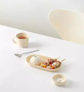 Детская керамическая овальная тарелка Tackaon Milky [4 цвета] Детский набор посуды для малышей, учеников начальной школы, десертная тарелка, овальная тарелка gray