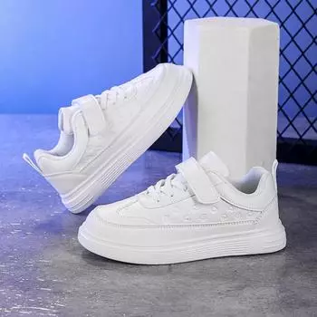 Детская классическая мода с низким верхом для скейтбординга, спортивная обувь для бега, трендовые для мальчиков и девочек, повседневные удобные кроссовки для спортзала с мягкой подошвой 28 белый