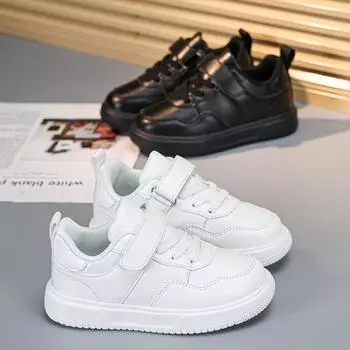 Детская классическая модная удобная непромокаемая обувь для скейтбординга с низким берцем, повседневные спортивные кроссовки для мальчиков и девочек для студентов 28 чёрный