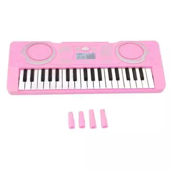 Детская клавиатура пианино игрушка 37 клавиш улучшение координации рук и глаз музыкальный образовательный инструмент розовый розовый
