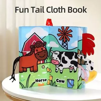 Детская книга из ткани «Хвост» с изображением животных на тему фермы, детские книги, игрушки, моющиеся, нетоксичные, мятые, для детей, игрушки для раннего развития