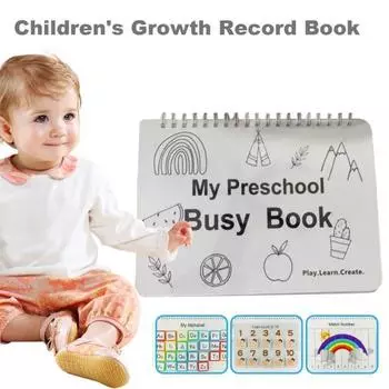 Детская книга учета роста для малышей Цифры Буквы Цвета Формы Книга учета роста Монтессори Обучающая игрушка белый