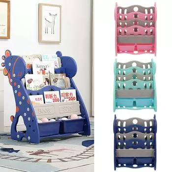 Детская книжная полка с мультяшными героями, простая многослойная бытовая полка, стеллаж для хранения домашних принадлежностей, стеллаж для хранения детских книг розовый