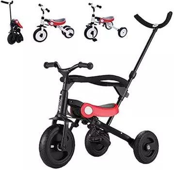 Детская коляска HZDMJ 3 в 1 с безопасным складыванием, легко толкать, легко ехать на велосипеде, пенопласт, ультралегкая и новая, идеально подходит в качестве подарка, защита, трехколесный велосипед, тележка, руль, сборка,