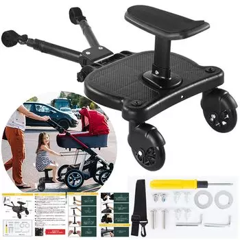 Детская коляска ZELDNER Step Stroller Step проверена во вспомогательном устройстве Step Stroller Step Простая в сборке инструкция в комплекте Доска, Япония, Педаль, Двухместная, чёрный
