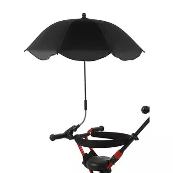 Детская коляска Зонт Защита от УФ-излучения 360 градусов Регулируемая автоматическая водонепроницаемая портативная коляска чёрный
