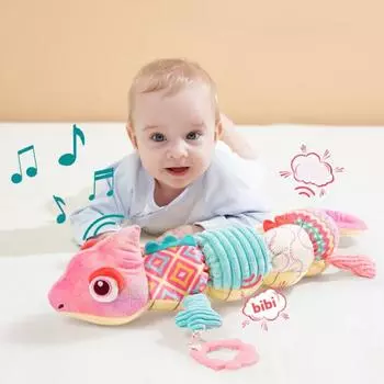 Детская комфортная игрушка-хамелеон со шкалой, музыкальное встроенное звуковое устройство, забавная мягкая обучающая игрушка для маленьких мальчиков розовый
