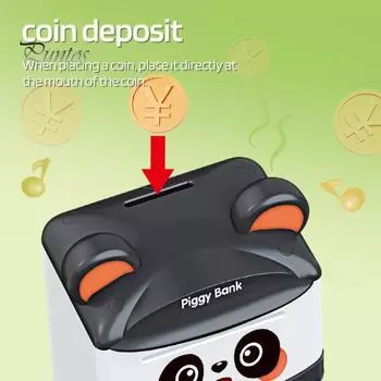 Детская копилка с пандой, автоматический рулон пароля, разблокировка отпечатков пальцев, электрическая монета на батарейках, банкомат, подарок на день рождения для мальчиков и девочек Panda