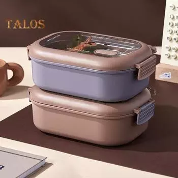 Детская коробка для бенто, пищевая термостойкая, легко чистящаяся, безопасная, микроволновая печь, ланч-бокс для мальчиков и девочек, коробка для бенто для домашнего использования 950ml коричневый