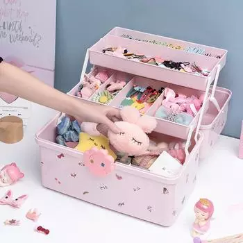 Детская коробка для хранения аксессуаров для волос, розовая удобная в использовании коробка для резинового ремня для волос