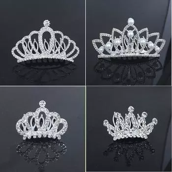 Детская корона, милая принцесса, расческа для волос, головной убор для девочки, высококачественный хрустальный венец, головной убор для выступлений