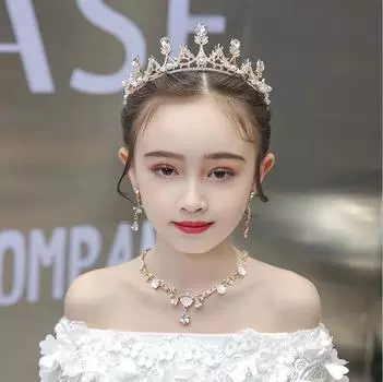 Детская корона-тиара принцессы для девочек, корона, повязка на голову с кристаллами, детский подарок на день рождения, аксессуары для выступлений на фортепиано