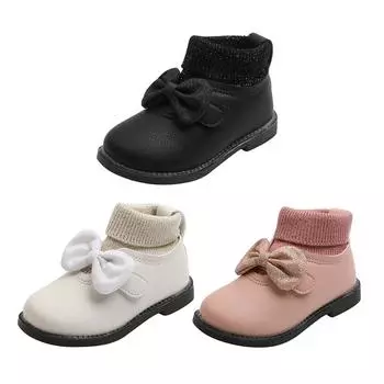 Детская кожаная обувь для девочек, модная обувь с узлом-бабочкой, детская школьная обувь с мягкой подошвой, детские шерстяные сапоги, зимние ботинки Мэри Джейн 25 бежевый