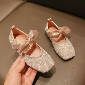 Детская кожаная обувь для девочки, одинарная обувь, мягкая подошва, обувь принцессы, обувь для танцев, обувь с кристаллами для выступлений, обувь для девочки, детская обувь, туфли Мэри Джейн 26-insole16.3cm розовый
