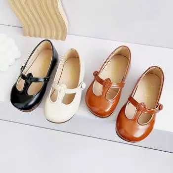 Детская кожаная обувь в стиле ретро, однотонная детская обувь на мягкой подошве 24