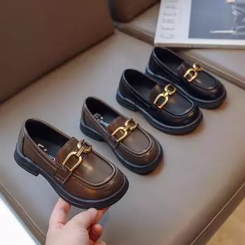 Детская кожаная обувь весна и осень новые туфли для мальчиков туфли принцессы для девочек туфли Bean для девочек мягкая подошва повседневные Англия 26 коричневый