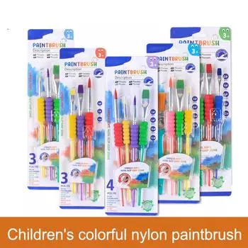 Детская красочная акварельная акриловая художественная живопись для начинающих, набор кистей для акварели, набор ручек для масляной живописи, 4 цвета, нейлоновая головка кисти