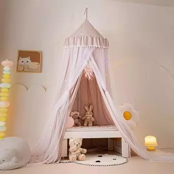 Детская кровать балдахин подвесной купол москитная сетка двухслойная кровать балдахин антимоскитная затемняющая штора палатка сетчатые шторы покрывало розовый