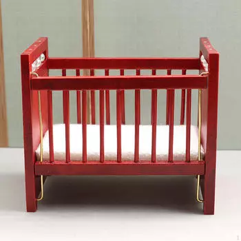 Детская кроватка Мини-кукольный домик Кровать Спальня 1/12 Кукольный домик Сцена Домашняя жизнь Фото Реквизит