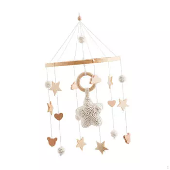 Детская кроватка Подвесная игрушка Колокольчик Креативные игрушки Монтессори для младенцев Новорожденных Beige star