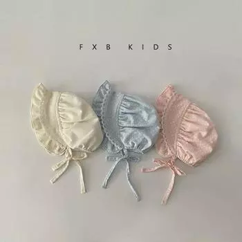 Детская кружевная шапочка для весны и лета, тонкая, милая, для девочки, шляпа принцессы, солнцезащитный козырек для новорожденных, солнцезащитная шляпа-ведро 2-15 months/40-46cm бежевый