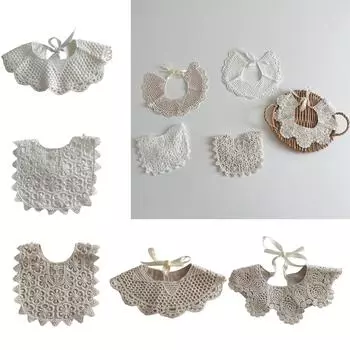 Детская кружевная ткань для отрыжки, модный нагрудник с ложным воротником, съемный ажурный шарф для девочек и младенцев, полотенце для слюны 5
