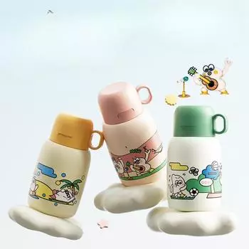 Детская кружка для девочек Gao Yan Value, нержавеющая сталь 316, портативный чайник двойного назначения, соломенная чашка 500 мл 500ml