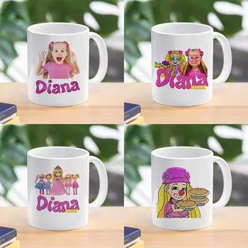 Детская кружка для кофе с изображением Дианы и Ромы, креативный дизайн, керамическая кружка для воды и молока, кружка для друзей, девочек и мальчиков, подарок для детей, 11 унций 1