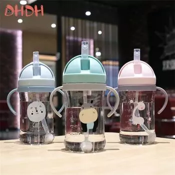 Детская кружка для питьевой воды, детская кружка с трубочкой, бутылка для воды с защитой от удушья и ударов, обучающая кружка для питьевой воды на вынос 350ML