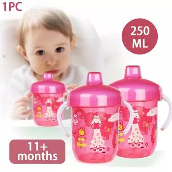 Детская кружка для питья 250 мл, специальная детская кружка для воды, детская кружка-утконос для молока, с ручкой, прямой стакан для питья, предотвращающий удушье 201-300ml