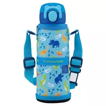 Детская кружка для воды ZOJIRUSHI со шнурком для кружки, бесшовная, одно касание, 480 мл, синяя крышка с изображением динозавра и прокладка интегрированы SM-UA48-AJ