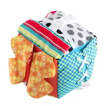 Детская кубическая обучающая игрушка с молниями, защелками, пряжками, шнурками, кнопками, пуговицами и многим другим — идеально подходит для малышей дома, в самолетах, автомобилях или в путешествиях 15x15x15cm