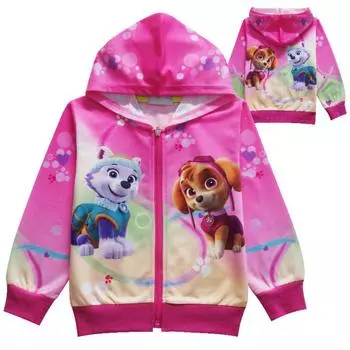 Детская куртка для девочек, кардиган с рисунком на молнии 100 горячий розовый