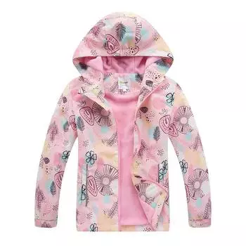 Детская куртка для девочек, осенняя ветровка, куртки с капюшоном, водонепроницаемая ветрозащитная куртка из софтшелла, модное флисовое пальто для пешего туризма 110 розовый