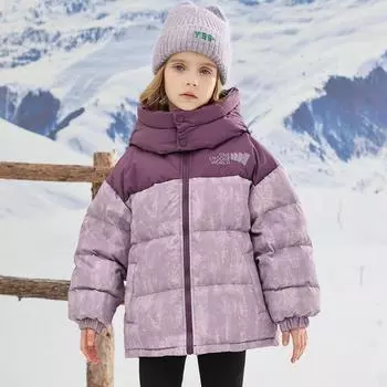 Детская куртка из хлопка для мальчиков и девочек, утепленная, подходящая по цвету, с капюшоном 120cm фиолетовый
