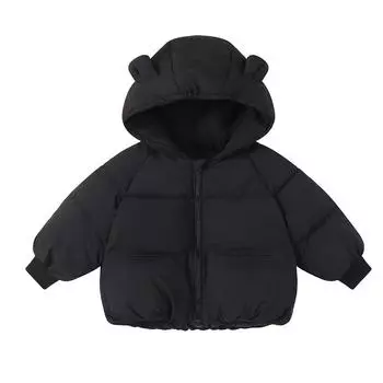 Детская куртка на хлопковой подкладке. Зимняя куртка. Теплая куртка на хлопковой подкладке для мальчиков и девочек. 100cm чёрный