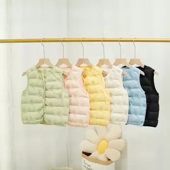 Детская куртка-пуховик 2024 года, новая школьная форма, легкая куртка-пуховик, жилет-подкладка, прилив 110cm светло-зеленый