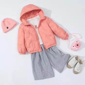 Детская куртка-пуховик для мальчиков и девочек с вышивкой в иностранном стиле, короткая, с прессованным клеем, для детей среднего и старшего возраста, с капюшоном и воротником-бейсболкой Tide 110 recommended height 85-100cm