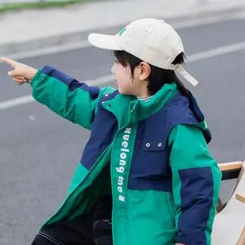 Детская куртка-пуховик, зимняя куртка на белом утином пуху для мальчиков и девочек с капюшоном 120cm розовый