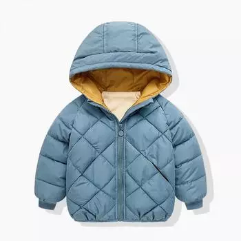 Детская куртка с хлопковой подкладкой для девочек, осень и зима, куртка с флисовой подкладкой для мальчиков, пальто в стиле вестерн, зимняя одежда 120cm синий