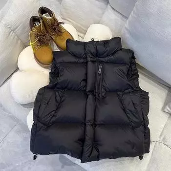 Детская куртка, теплая утепленная жилетка, детский хлопковый жилет, детская верхняя одежда, пальто, одежда для мальчиков и девочек, осенне-зимний жилет 100cm чёрный