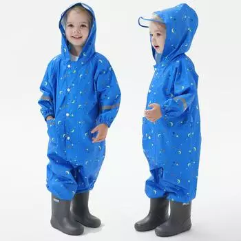 Детская куртка унисекс с капюшоном, ветрозащитный и водонепроницаемый плащ для девочек и мальчиков, маска L темно-синий
