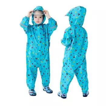 Детская куртка унисекс с капюшоном, ветрозащитный и водонепроницаемый плащ для девочек и мальчиков, маска S синий