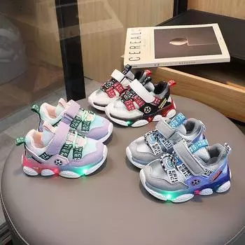 Детская легкая обувь для спорта и отдыха со светодиодной подсветкой для детской обуви 21 серый