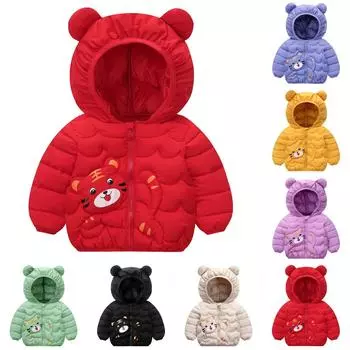 Детская легкая пуховая одежда с хлопковой подкладкой, одежда с хлопковой подкладкой для мальчиков и девочек с героями мультфильмов 100 бежевый