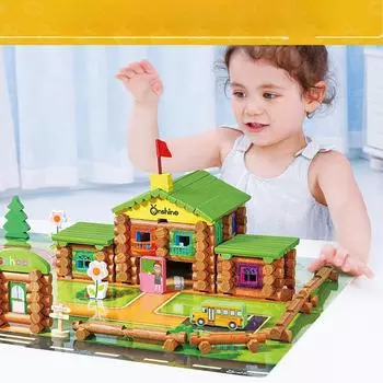 Детская лесная хижина деревянная комната Линкольна креативный образовательный строительный блок строительная игрушка 28*13*20cm