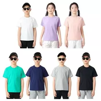 Детская летняя футболка от 7 до 13 лет, детский однотонный топ с круглым вырезом и короткими рукавами 120