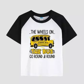 Детская летняя футболка с круглым вырезом, хлопковая ткань, повседневный стильный топ с короткими рукавами для мальчиков с напечатанным рисунком 100cm