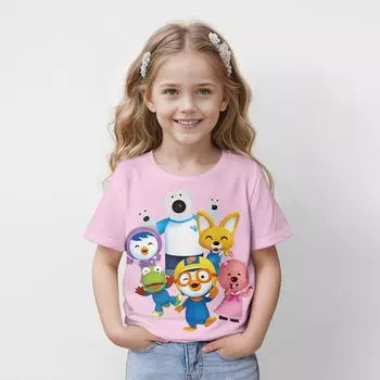 Детская летняя футболка с рисунком для девочек, модная футболка с 3D-принтом, повседневный детский топ, повседневная одежда 2024 года 110